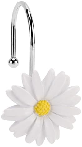 Flower Shower Curtain Hooks, 12 Pack Rustproof Stainless Steel Decorative by GNUEYART
