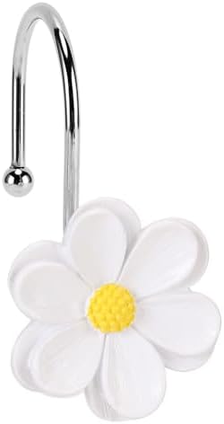Flower Shower Curtain Hooks, 12 Pack Rustproof Stainless Steel Decorative by GNUEYART