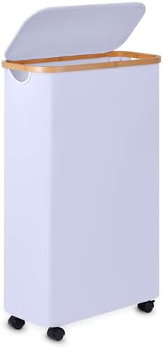 Slim Laundry Basket with Wheels, Narrow Hampers by Merkisa