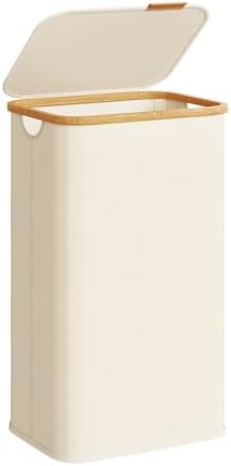 SONGMICS Laundry Hamper with Lid, 100L Laundry Basket, Bamboo Frame by Unknown