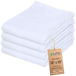 Dish Cloths Cotton| Kitchen Wash Cloth | Shop Towels Absorbent and Lint Free by LITOLinenandTowel