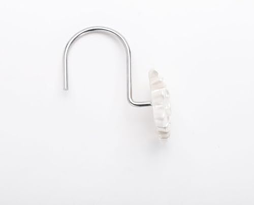 White Flower Shower Curtain Hooks Set of 12 White Decorative Rings - Image 5