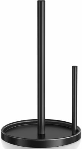 Paper Towel Holder Black for Kitchen Countertop Roll Holder Weighted Base by pickpiff