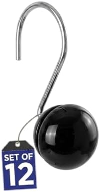Creative Scents Black Shower Curtain Hooks Decorative | Set of 12 by CreativeScents