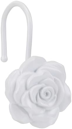 Metal Rose Shower Curtain Hooks, Rust-Resistant Hooks by GNUEYART