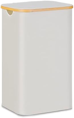 100L Laundry Hamper with Lid, Lagre Basket with Bamboo Handles, Foldable by Merkisa