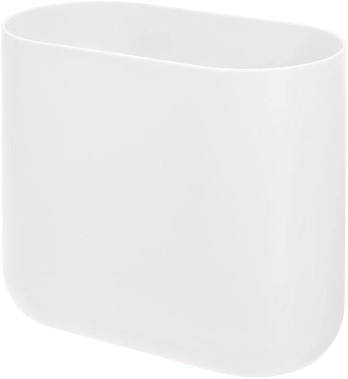 iDesign Small Slim Plastic Bathroom Trash Can, Coconut White | Bedroom by iDesign