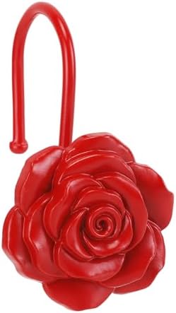 Metal Rose Shower Curtain Hooks, Rust-Resistant Hooks by GNUEYART