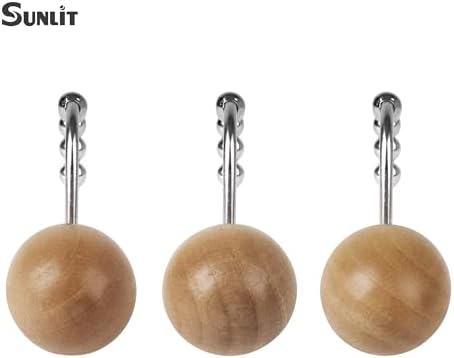 Sunlit Boho Wood Beads Decorative Shower Curtain Hooks, Shower Curtain Rings - Image 2