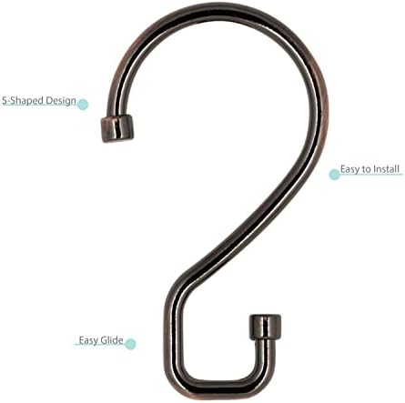 Bath Bliss 12 Pack S-Hook Shower Curtain Rings | Bathroom | Metal S Shaped - Image 4