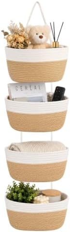 Klmnop 4-Tier Over The Door Hanging Baskets, Wall Mounted Cotton Basket by Klmnop