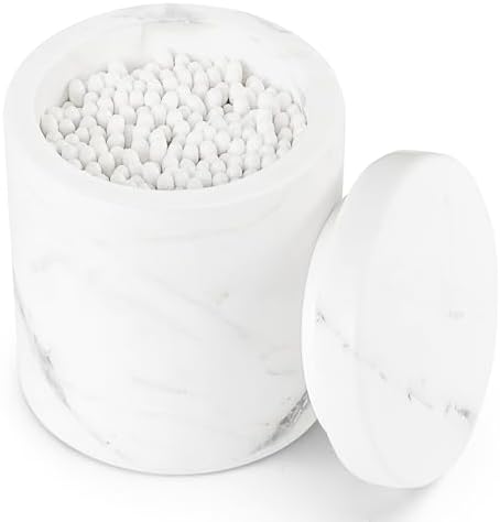 Natural Marble Canister, Cotton Qtip Holder by Nanshop