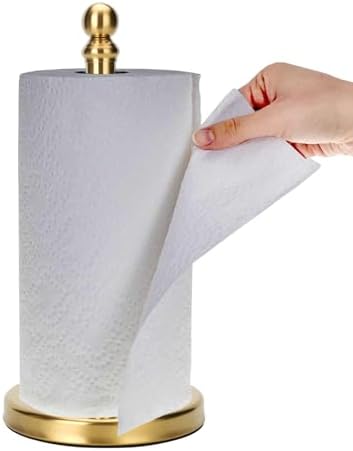 Gold Paper Towel Holder Countertop, Standing Paper Towel Roll Holder by Exilon