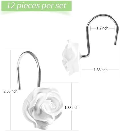 Cute Rose Floral Shower Curtain Hooks Rings - Image 6