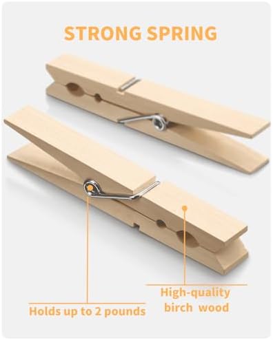 Large Clothes Pins Wooden Clothespins, 4 Inch 48 Pack Heavy Duty Outdoor Pegs - Image 3