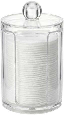 Cotton Round Holder with Lid, 10oz Clear Cotton Pad Dispenser by AkoSlale