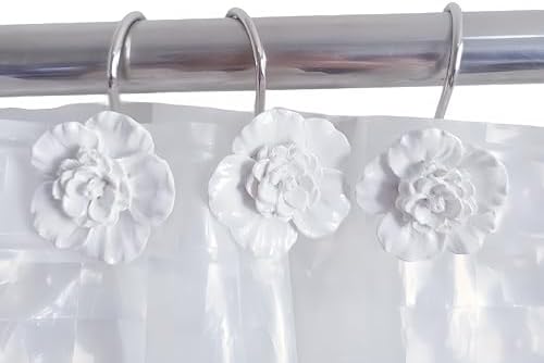 Twofishes White Flower Shower Curtain Hooks Set of 12 Home Fashion Decorative - Image 4