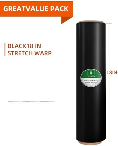 Black Stretch Wrap Film, Shrink Wrap 18in x 1500ft 4 Pack, Heavy Duty Privacy - Image 2
