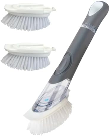 CELOX Dish Brush with Soap Dispenser, 1 Dish Wand & 3 Dish Brush Refill Heads by CELOX