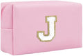 Initial Makeup Bag for Women Gifts, PU Leather Cosmetic Pouch by SxoSyo