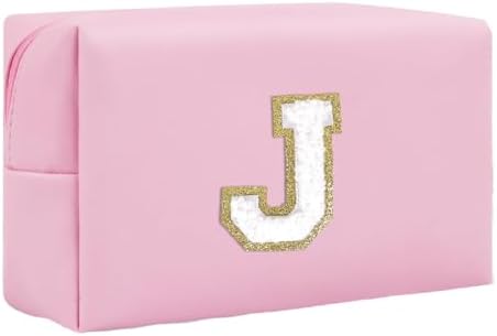 Initial Makeup Bag for Women Gifts, PU Leather Cosmetic Pouch by SxoSyo