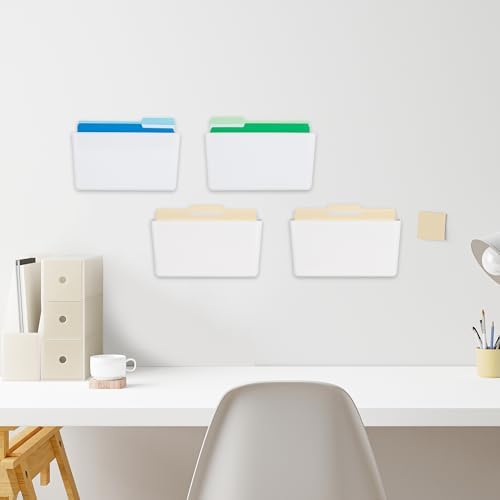 EASEPRES 4 Pack White Plastic Single Pocket Hanging File Organizer, Wall Mount - Image 4