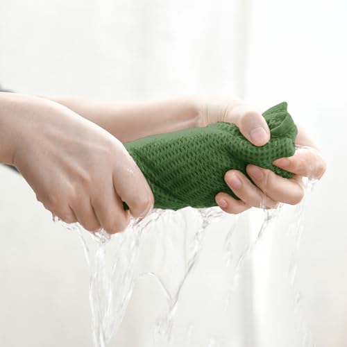 Artoid Mode 100% Cotton Olive Green Waffle Weave Kitchen Dish Cloths, 12x12 - Image 4