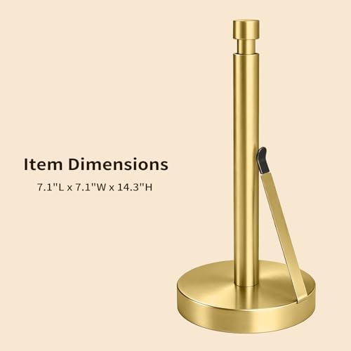 YUMORE Heavy Duty Paper Towel Holder Countertop Weighted Base Gold - Image 6