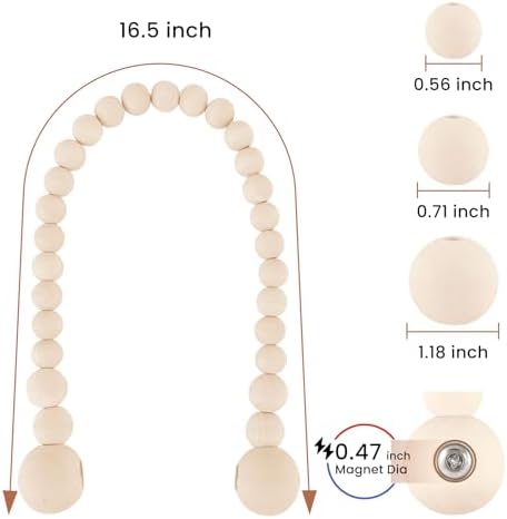 KLOGTSIND Magnetic Curtain Tiebacks, 4 Pack Wood Bead Curtain Holdbacks - Image 3