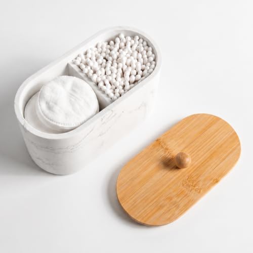 Cotton Swab Holder, 2 Compartments Round Cotton Pads Balls Qtips Holder by PENGARO