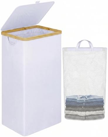 IEGrow Laundry Hamper with Lid, 110L Laundry Basket with Mesh Bags by iEGrow