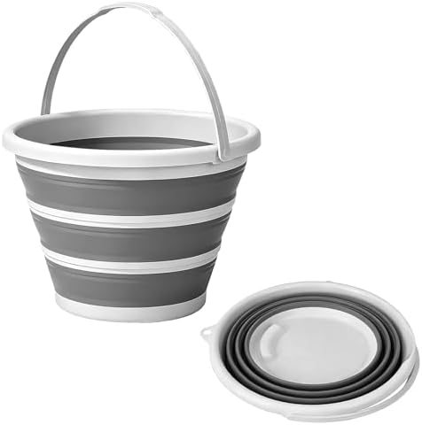 Collapsible Bucket with Handle 10L, BPA Free Foldable Round Plastic Water Bucket by Unknown