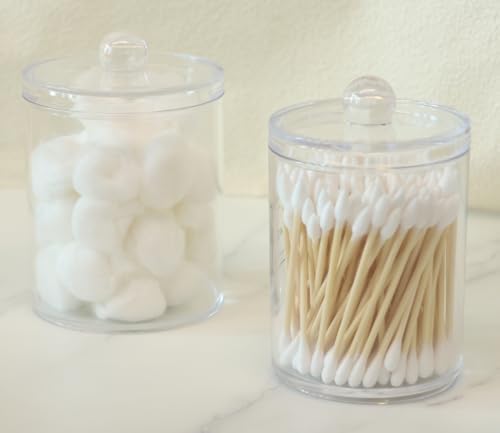 2 Pack Acrylic Qtip Holder Dispenser, Canisters Apothecary Jar Set - Image 4