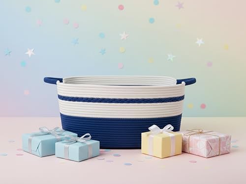 Decorative laundry basket with handles woven from natural cotton rope storage - Image 3