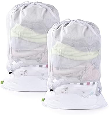 OTraki 2 Pcs Large Mesh Laundry Bags 24X36 Inch Heavy Duty Drawstring Laundry by OTraki