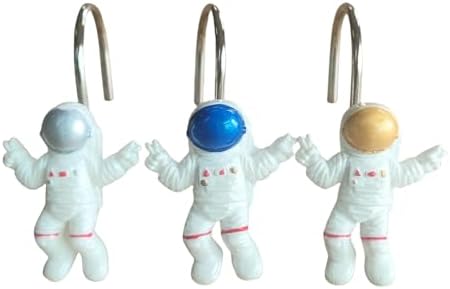 Two Fish Home Fashions Set of 12 Decorative Astronaut Resin Shower Curtain Hooks - Image 6