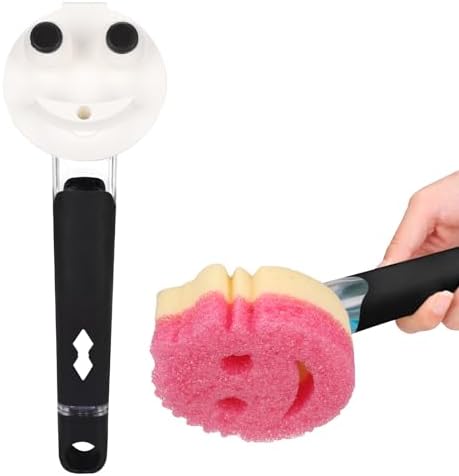 Smile Sponge Dish Wand Holder for Round Smiley Face Sponge Soap Dispensing by AMAZYC-US