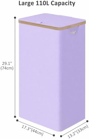 IEGrow Laundry Hamper with Lid, 110L Laundry Basket with Mesh Bags - Image 2
