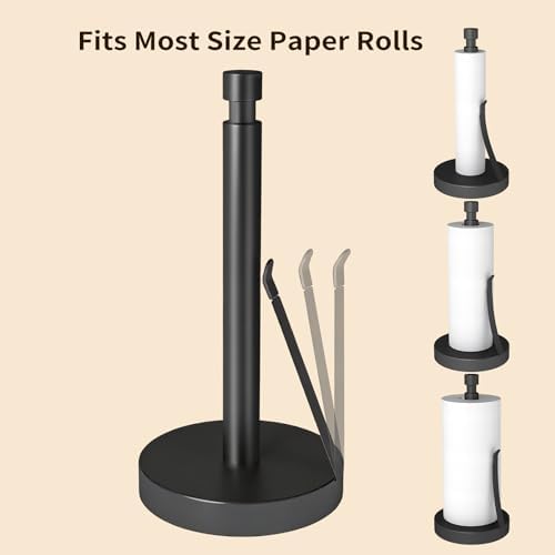 YUMORE Heavy Duty Paper Towel Holder Countertop Weighted Base Black - Image 3