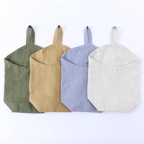 100% Linen Hanging Storage Bags Baskets 2 Pcs, Small Wall Storage Bag - Image 7