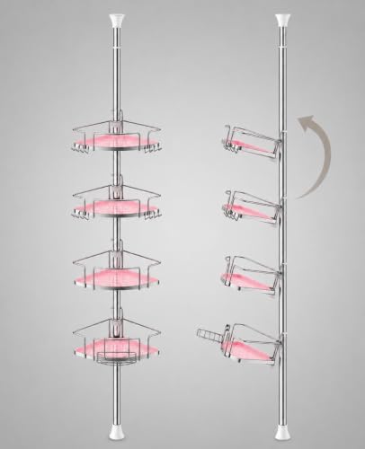 ALLZONE Corner Shower Caddy Tension Pole, 4 Hang-On Basket by ALLZONE