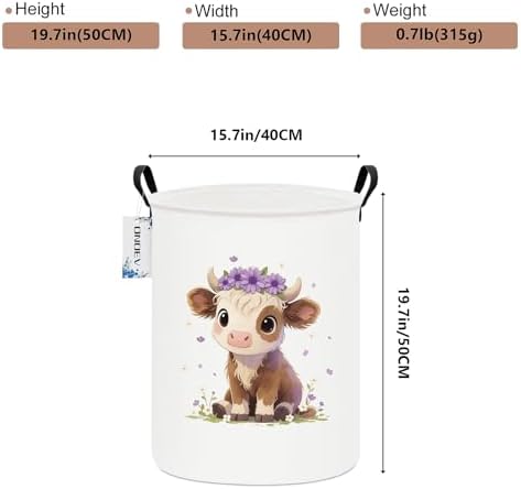 Round Cute calf Laundry Hamper Waterproof Fabric Home Storage - Image 2
