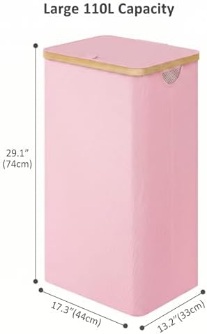 IEGrow Laundry Hamper with Lid, 110L Laundry Basket with Mesh Bags - Image 2