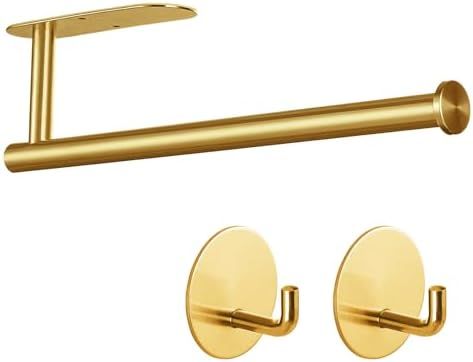 Paper Towel Holder with 2 Hooks-Under Cabinet Paper Towel Holder by Kinbery