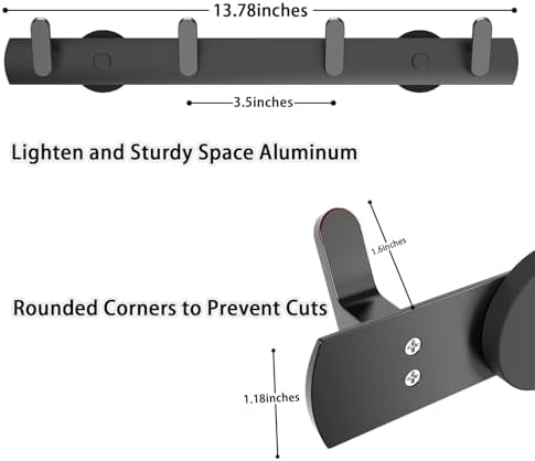 Strong Magnetic Coat Hooks-4 Hooks Matte Black Magnetic Hanger Holder-Heavy - Image 2
