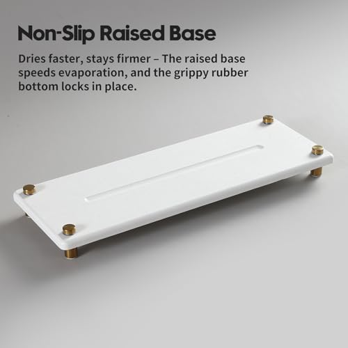 White Gold Dish Drying Rack Tray, Water Absorbing Stone Sink Caddy Kitchen Sink - Image 5