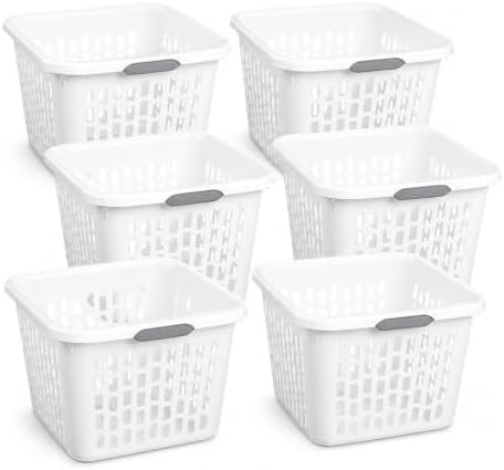 White Laundry Basket 6-Pack, 1.5 Bushel Square by Unknown