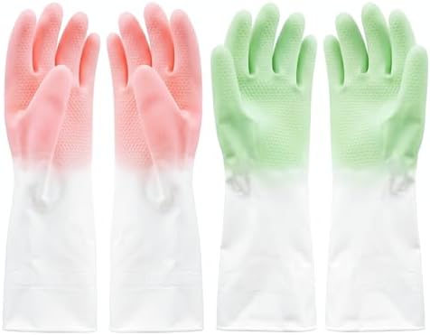 Cleaning Gloves 2 Pairs Medium, Reusable Rubber Dishwashing Kitchen Women by Unknown