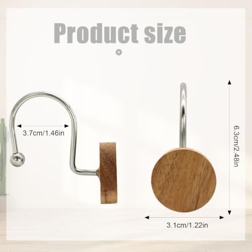 Shower Curtain Hooks, Wood Decorative Shower Curtain Rings, Modern Round Log - Image 2