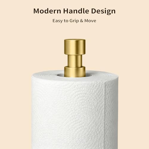 YUMORE Heavy Duty Paper Towel Holder Countertop Weighted Base Gold - Image 4